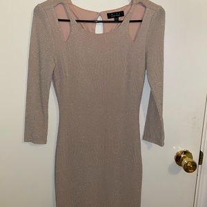 blush tan sparkly dress above knee